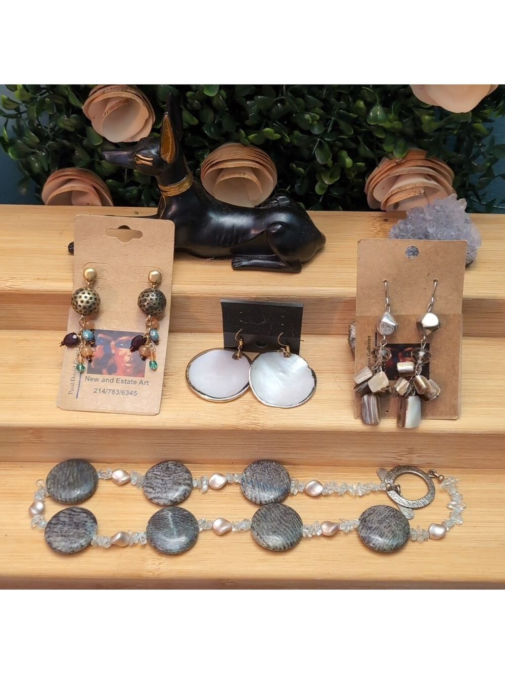 Four Piece Artist Stone And Shell Jewelry Lot